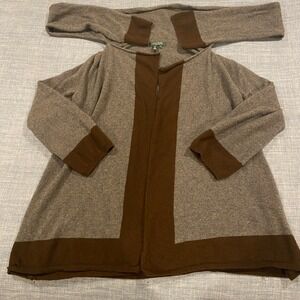 Lauren Ralph Lauren Wool Cashmere Blend Cardigan Cozy Scarf Open Front P/L